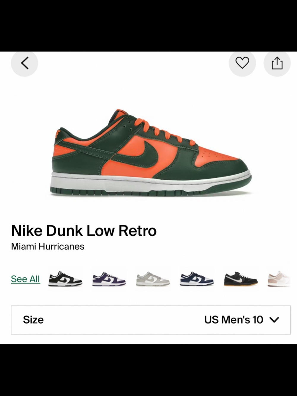 Nike Dunk Low - Orange & Dark Green Miami Hurricanes